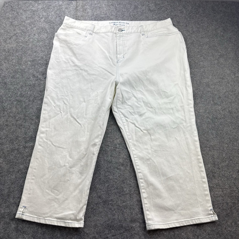 Lauren Ralph Lauren Crop Jeans Womens 16W White Anchor Print Nautical